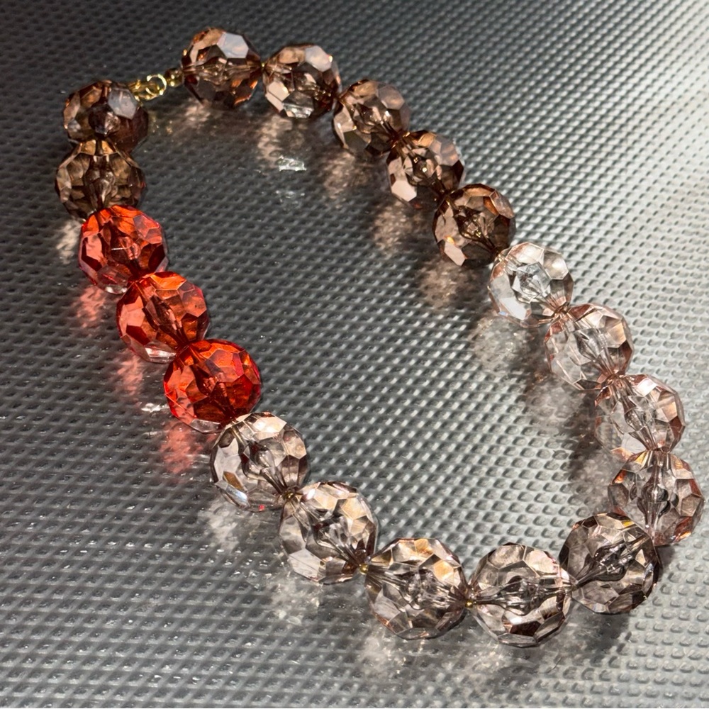Florian multicolor pink faceted large bead necklace
